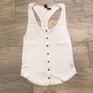 URBAN OUTFITTERS White Racerback Button Tank